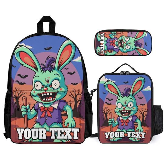 Personalized Horror Halloween Zombie Backpack Set for Kids