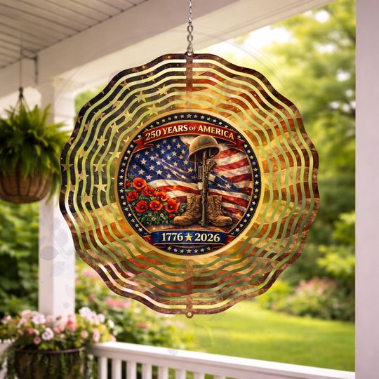 250 Years of America Wind Spinner 1776-2026 | Patriotic Memorial Decor | Veteran Tribute Garden Spinner Outdoor USA Decor