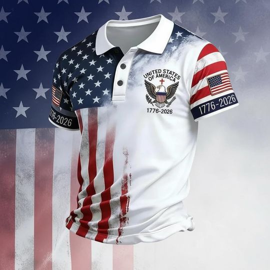 Semiquincentennial Eagle Polo Shirt – USA Patriotic 1776-2026