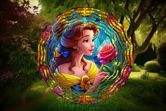 Belle Wind Spinner, Garden Decorations, Beauty and the Beast, Rose