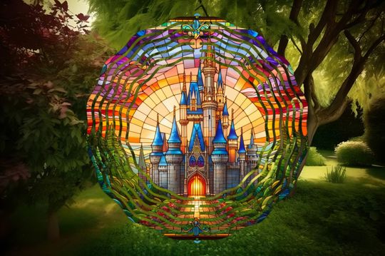 Princess Castle Wind Spinner, Cinde, Sleeping Beauty, Garden Decoration