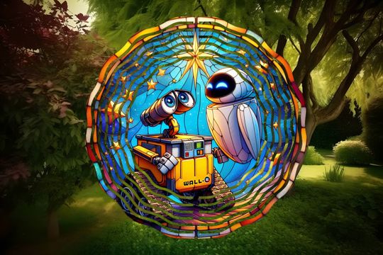 WALL-E & EVE Wind Spiner, Garden Decoration