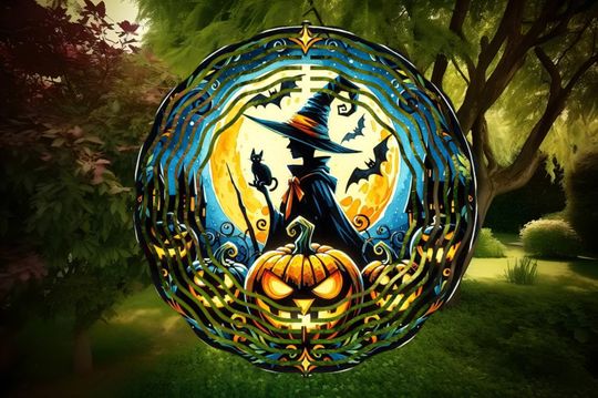 Spooky Halloween Witch Wind Spinner, Yard, Garden, Outdoor Decoration