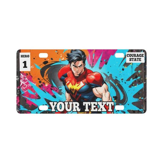 Personalized Superhero License Plate, Car Accessories