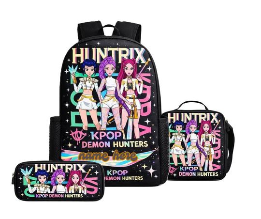 Custom K pop Demon Hunters Personalized Custom Backpack, bag With Name Gift 3 pieces,