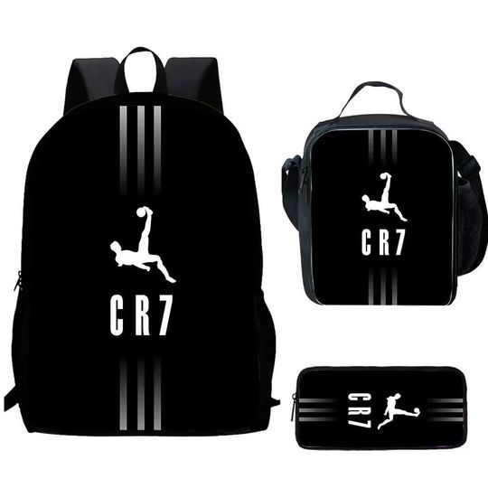 CR7 Football Star Backpack Set: School Bag, Lunch Bag & Pencil Case