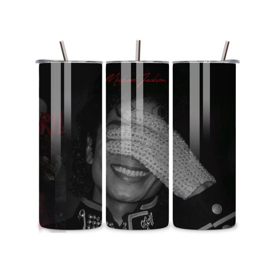 Michael Jackson 20oz Insulated Tumbler with Lid and Straw – King of Pop