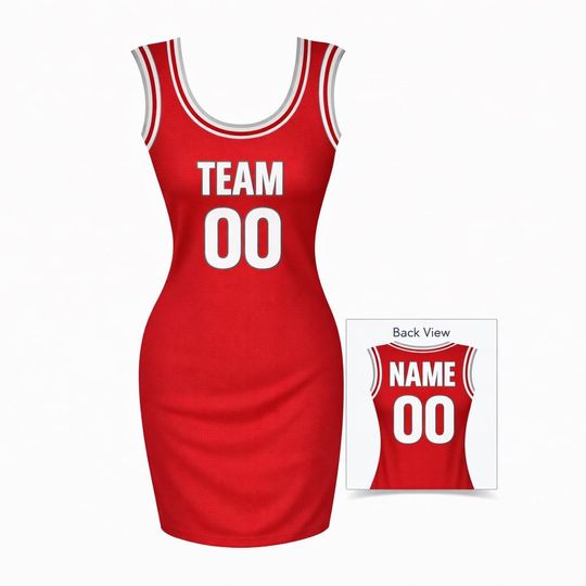 Custom Name & Number Basketball Jersey Dress, Women's Throwback Style