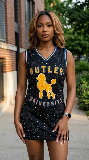 Pretty Poodle Basketball Jersey Dress - Black