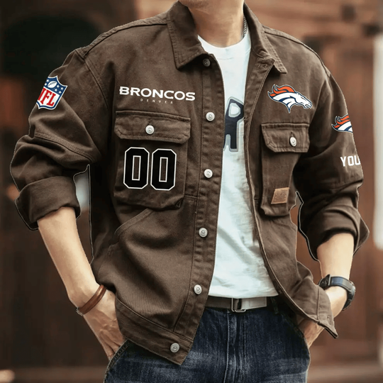 Denver Broncos Men's Denim Autumn Jackets