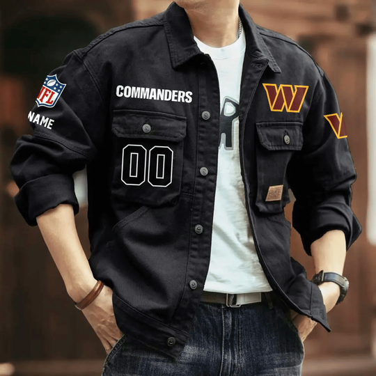 Washington Commanders Men's Denim Autumn Jackets