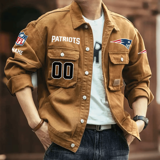 New England Patriots Men's Denim Autumn Jackets