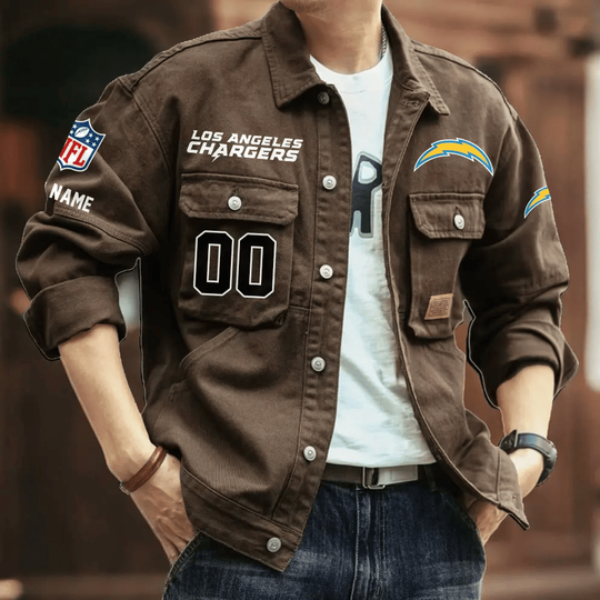 Los Angeles Chargers Men's Denim Autumn Jackets