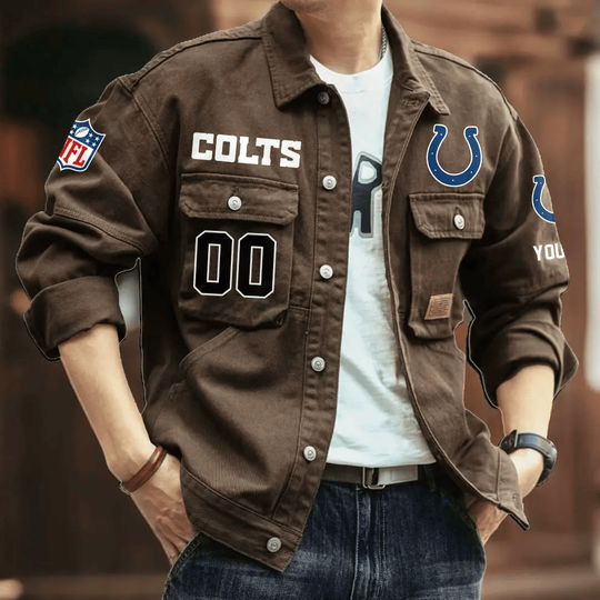 Indianapolis Colts Men's Denim Autumn Jackets