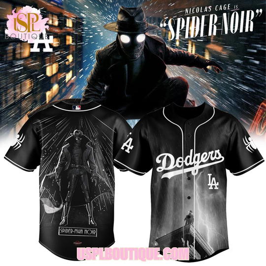 Los Angeles Dodgers x Nicolas Cage Is “Spider Noir” 2026 Black Jersey