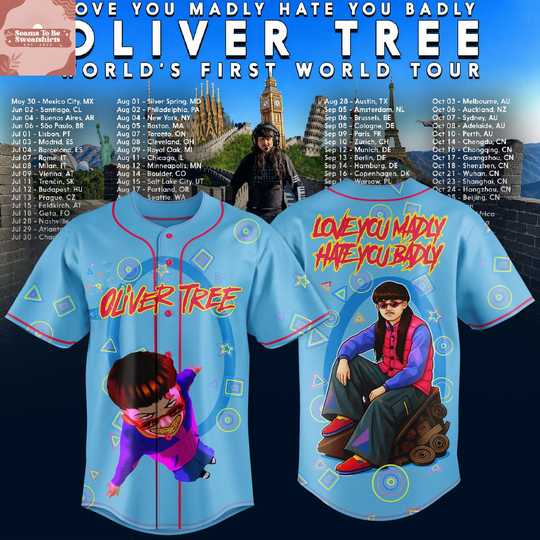Oliver Tree World’s First World Tour Love You Madly Hate You Badly 2026 Baseball Jersey