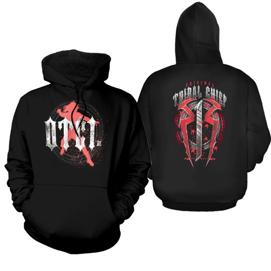 Mens Wrestling Roman Reigns OTC1 Tribal Chief Black Double Sided Hoodie