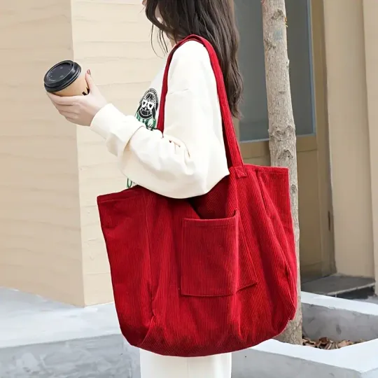 Explore Corduroy Casual Tote Bags