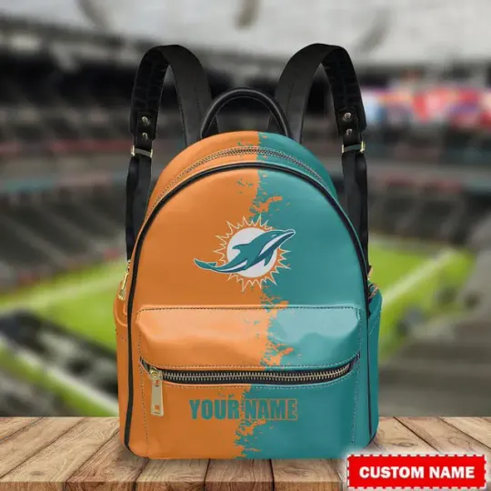 Miami Dolphins Personalized Mini PU Backpack
