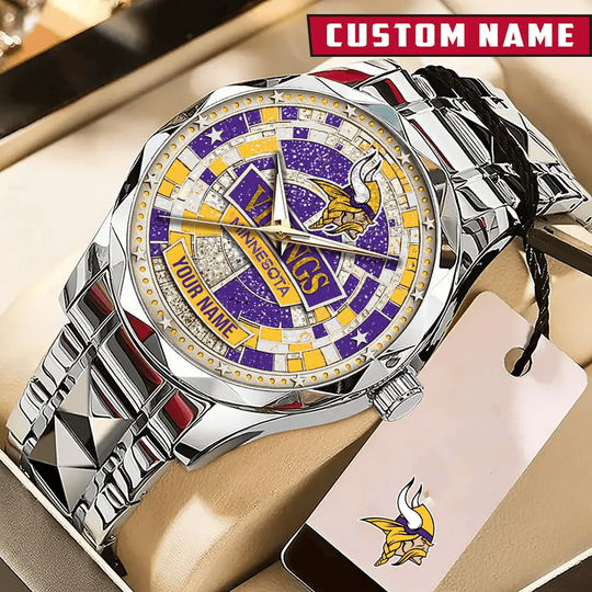 football Premium Luxury Stainless Steel Watch Custom Name Gift For Fan