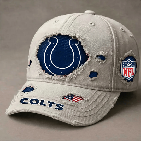 Indianapolis Colts Denim Washed Cap, For Football Lover, Father's Day Gift