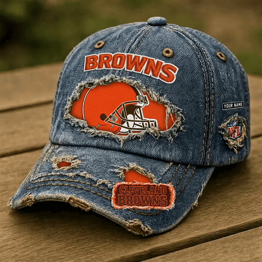 Cleveland Browns Denim Washed Cap, For Football Lover, Father's Day Gift