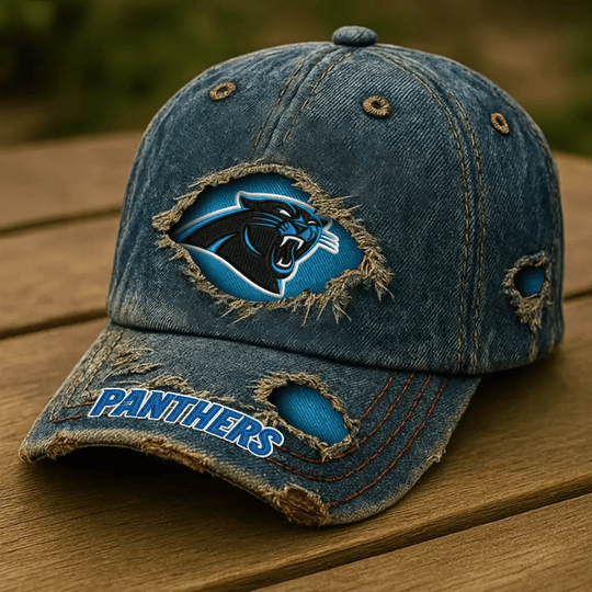 Carolina Panthers Denim Washed Cap, For Football Lover, Father's Day Gift