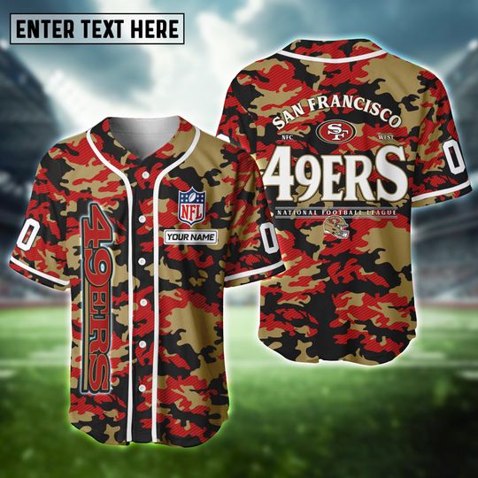 San Francisco 49ers Camouflage Pattern Custom Baseball Jersey