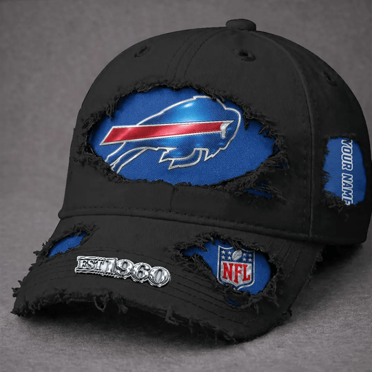 Buffalo Bills Denim Washed Cap, For Football Lover, Father's Day Gift