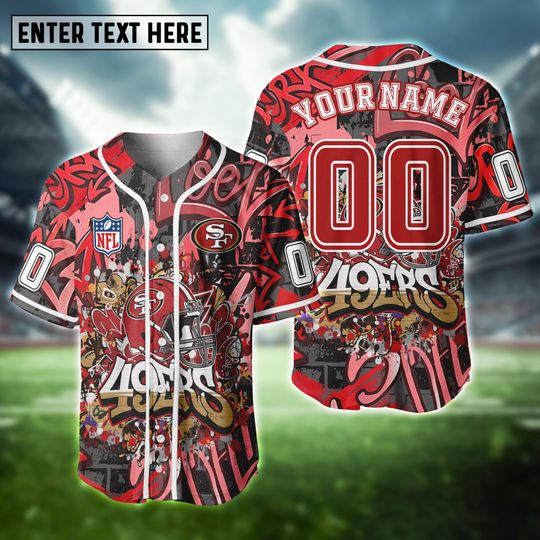 San Francisco 49ers Graffiti Custom Baseball Jersey
