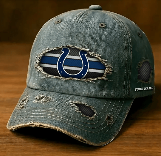 Indianapolis Colts Denim Washed Cap, For Football Lover, Father's Day Gift