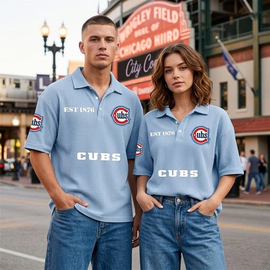 2026 Chicago Cubs EST 1876 Waffle Polo Shirt
