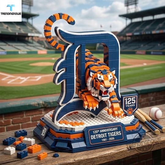 Detroit Tigers 125th Anniversary Logo Figure Brick Edition, Gift For Him, Father's Day Gift