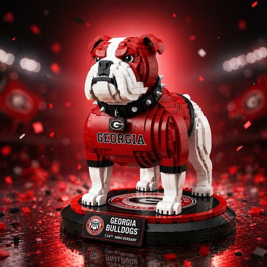 GA bulldogs Mascot 134th Anniversary Collectors Edition Building Brick Set, Gift For Him, Father's Day Gift