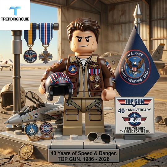 Top Gun 40Th Anniversary 2026 Maverick Block Brick, Gift For Him, Father's Day Gift