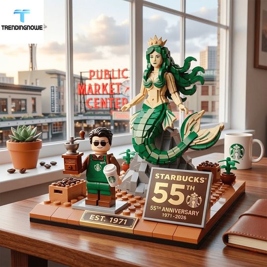 Starbucks 55Th Anniversary Building Block Brick, Gift For Him, Father's Day Gift