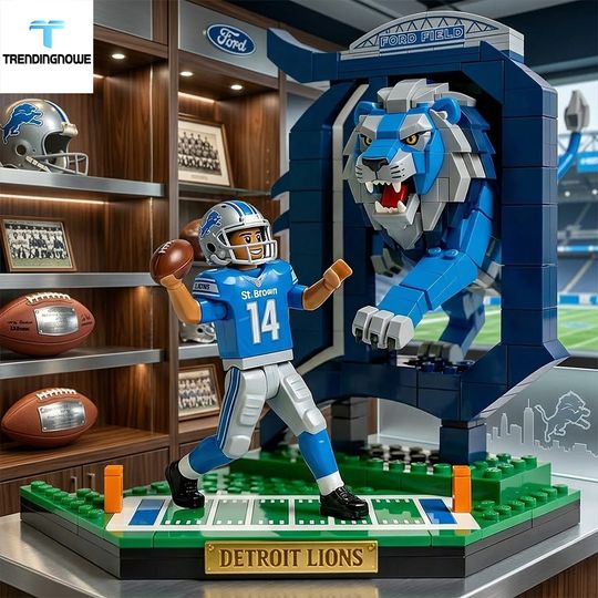 Detroit Lions Amon Ra St Brown Nfc North Champions Brick Block 2026, Gift For Him, Father's Day Gift