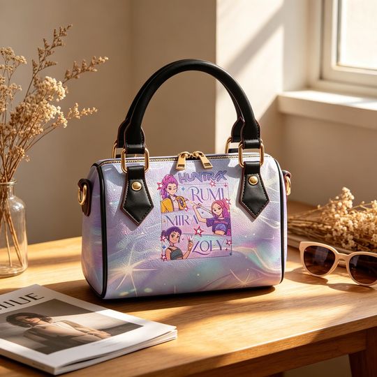 Custom Demon Hunter PU Leather Crossbody Bag, K-Pop & Anime Themed