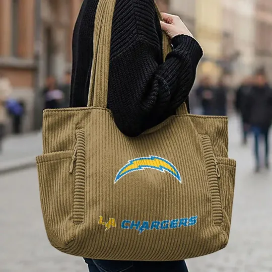 Los Angeles Chargers Corduroy Casual Tote Bag