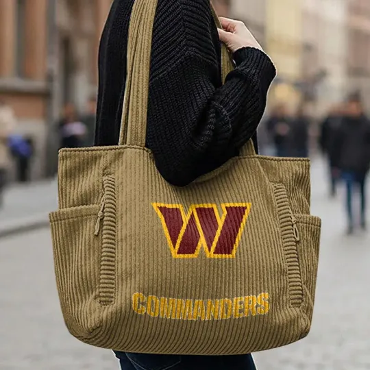 Washington Commanders Corduroy Casual Tote Bag