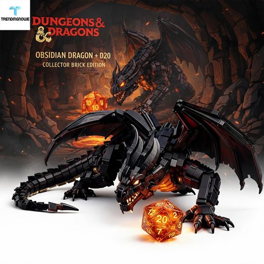 Dungeons And Dragons Obsidian Dragon D20 Brick Collector Edition, Gift For Him, Father's Day Gift