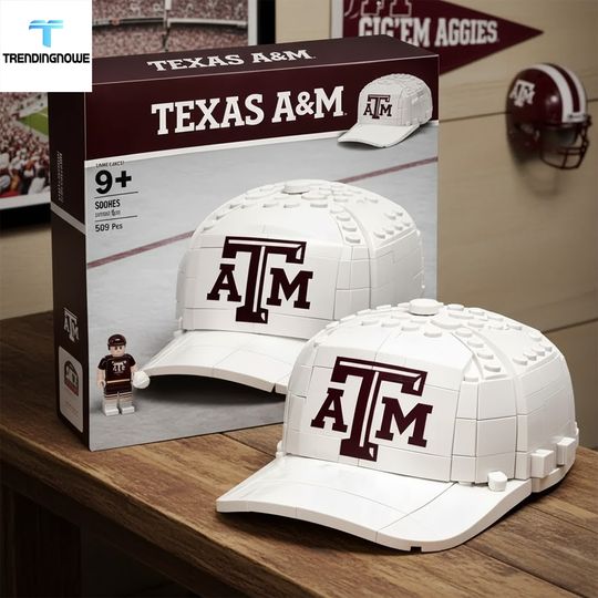 Texas A And M Baseball Cap Brick Building Set Fan Gift 2025, Gift For Him, Father's Day Gift