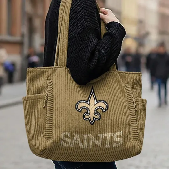 New Orleans Saints Corduroy Casual Tote Bag