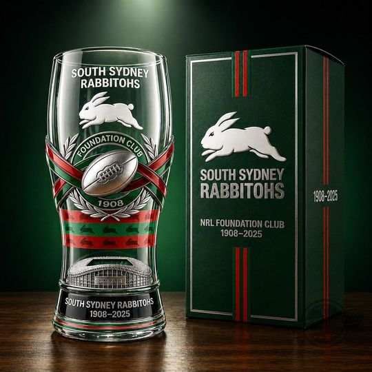 Official South Sydney Rabbitohs Foundation Club Commemorative Beer Glass