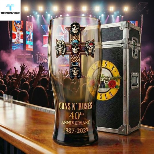 Guns N Roses 40Th Anniversary 1987 2027 Beer Glass