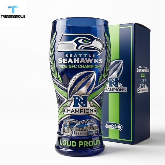 Limited Edition Seattle Seahawks 2025 Nfc Champions Beer Glass