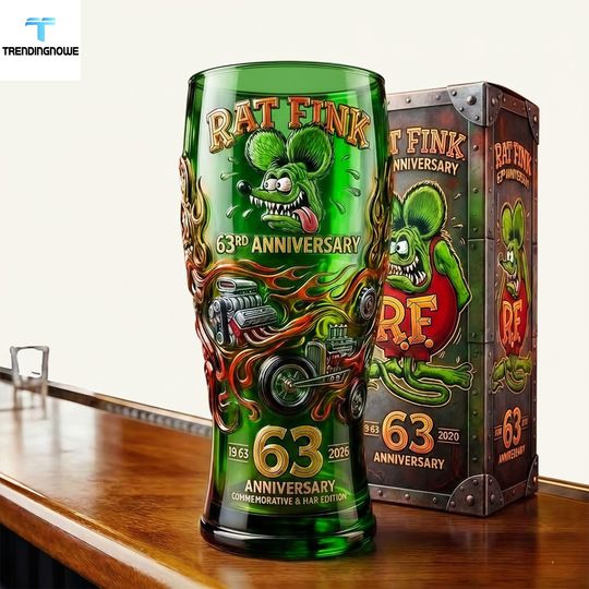 Rat Fink Hot Rod 63Rd Anniversary Commemorative Beer Glass
