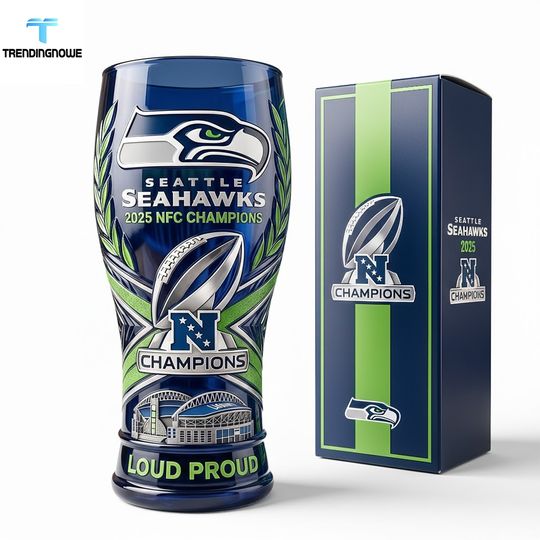 Seattle Seahawks 2025 Nfc Champions Commemorative Beer Glass