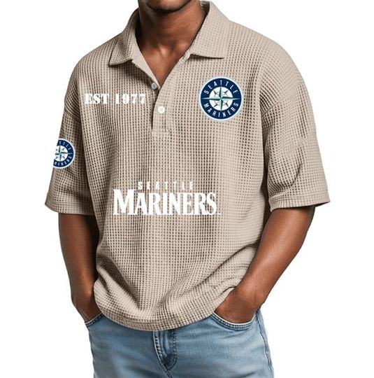 Seattle Mariners EST 1977 Waffle Polo Shirt