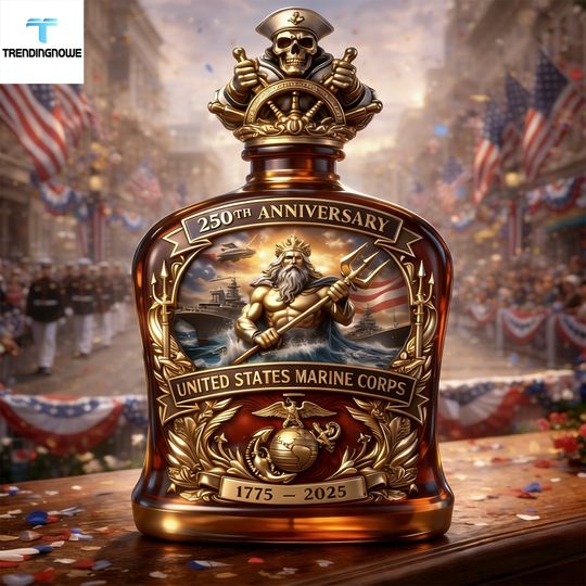 United States Marine Corps 250Th Anniversary Commemorative Whiskey Bottle Decanter